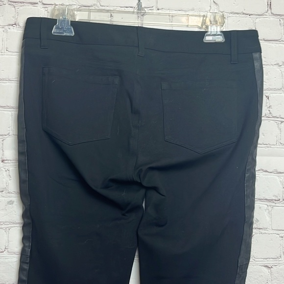 Paige Black Skinny Pants with Leather Tuxedo Stripe - Picture 7 of 13